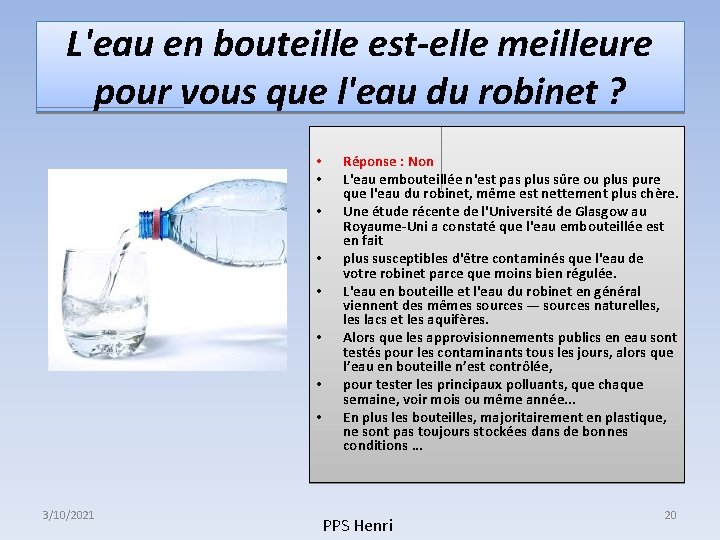 L'eau en bouteille est-elle meilleure pour vous que l'eau du robinet ? • • L'eau en bouteille est-elle meilleure pour vous que l'eau du robinet ? • •