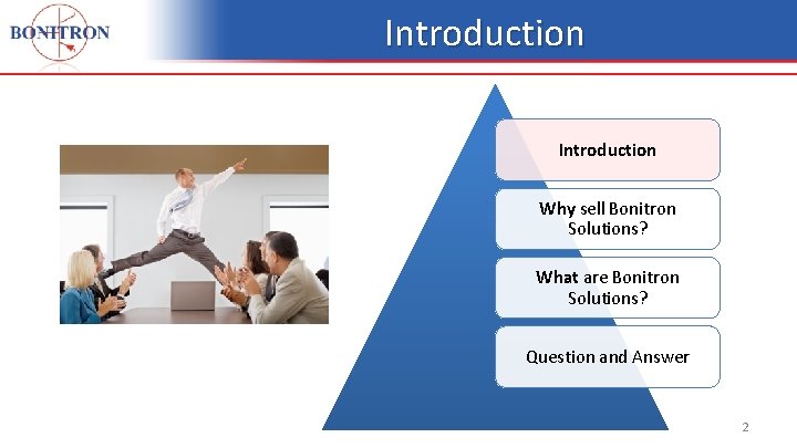 Introduction Why sell Bonitron Solutions? What are Bonitron Solutions? Question and Answer 2 Introduction Why sell Bonitron Solutions? What are Bonitron Solutions? Question and Answer 2