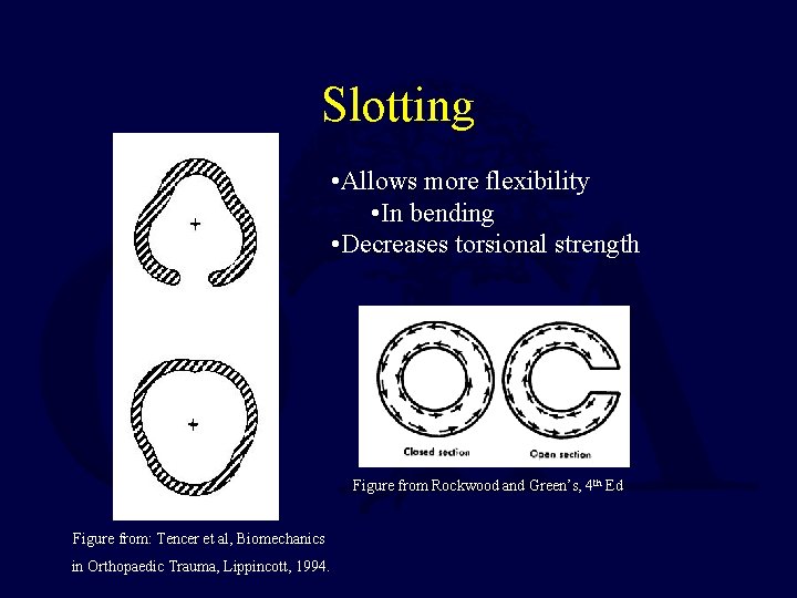 Slotting • Allows more flexibility • In bending • Decreases torsional strength Figure from