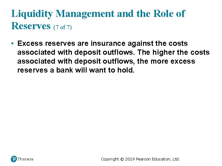 Liquidity Management and the Role of Reserves (7 of 7) • Excess reserves are