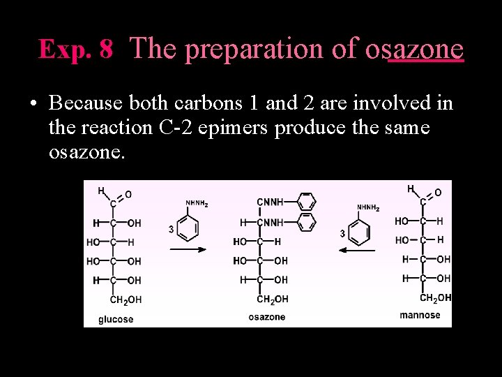 Exp. 8 The preparation of osazone • Because both carbons 1 and 2 are