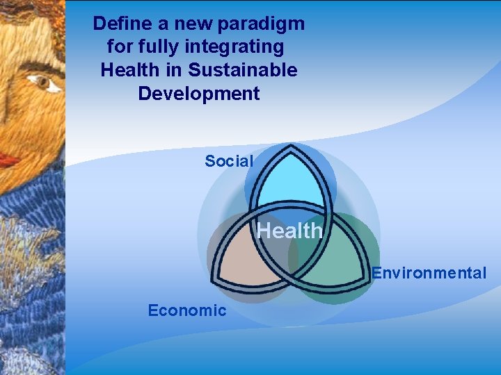 Define a new paradigm for fully integrating Health in Sustainable Development Social Health Environmental Define a new paradigm for fully integrating Health in Sustainable Development Social Health Environmental