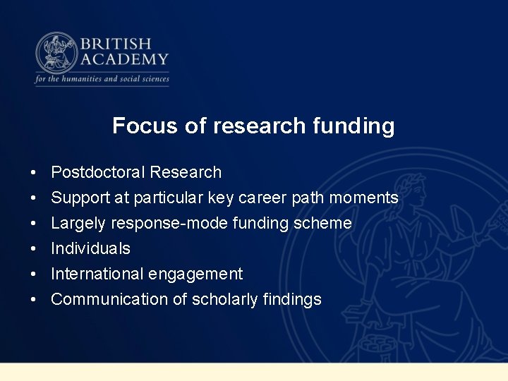 The British Academy Research Funding Ken Emond Head