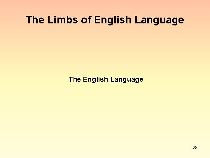 The Limbs of English Language The English Language 29 