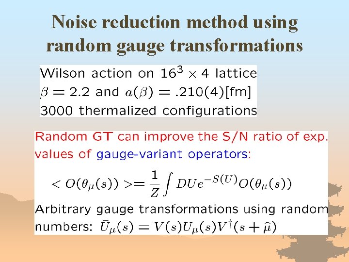 Noise reduction method using random gauge transformations 