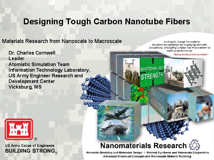 Designing Tough Carbon Nanotube Fibers Materials Research from Nanoscale to Macroscale Dr. Charles Cornwell