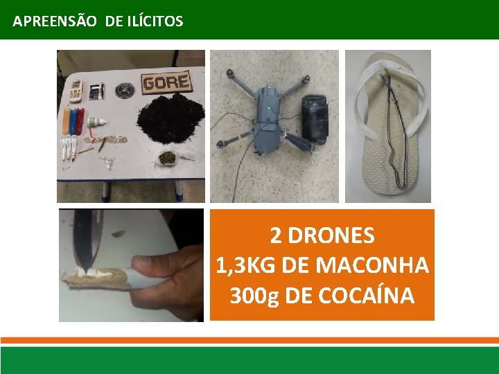 APREENSÃO DE ILÍCITOS 2 DRONES 1, 3 KG DE MACONHA 300 g DE COCAÍNA