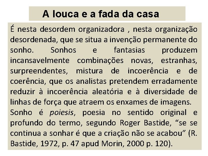 A louca e a fada da casa É nesta desordem organizadora , nesta organização