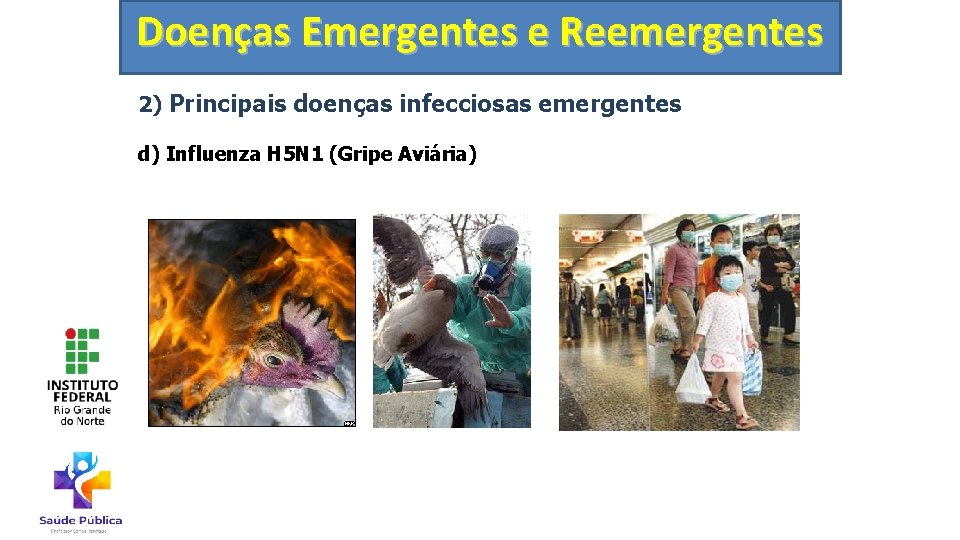Doenças Emergentes e Reemergentes 2) Principais doenças infecciosas emergentes d) Influenza H 5 N
