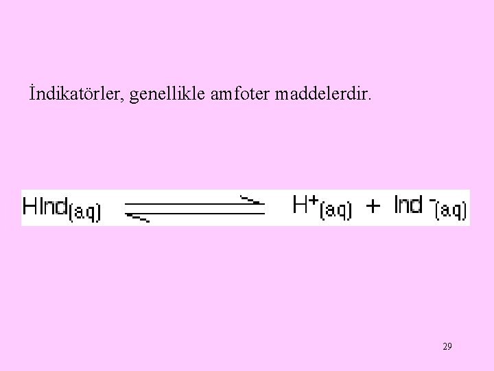 İndikatörler, genellikle amfoter maddelerdir. 29 