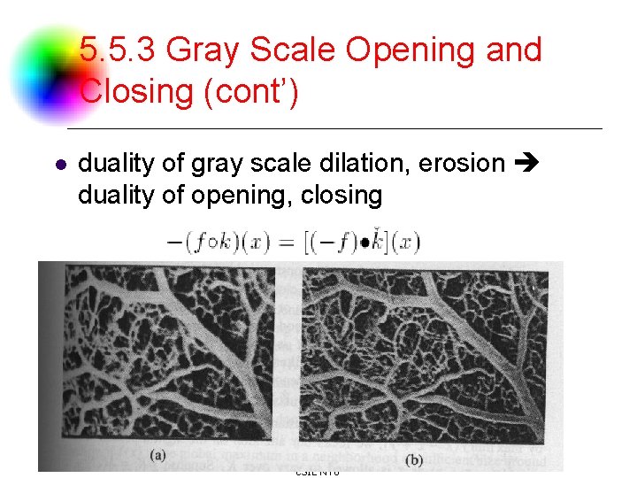 5. 5. 3 Gray Scale Opening and Closing (cont’) l duality of gray scale