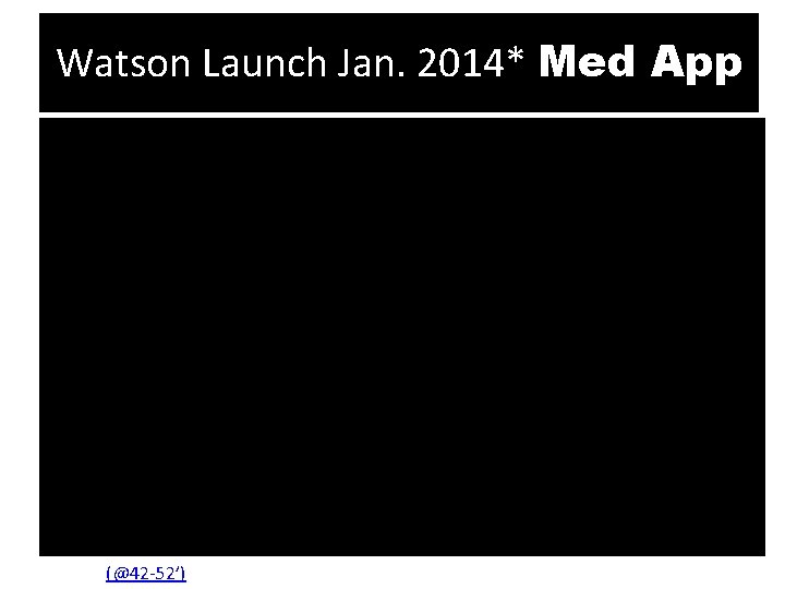 Watson Launch Jan. 2014* Med App (@42 -52’) 