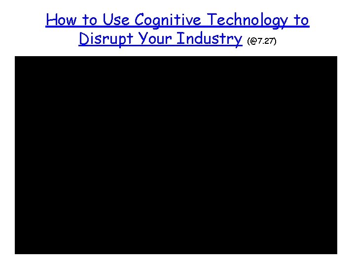 How to Use Cognitive Technology to Disrupt Your Industry (@7. 27) 