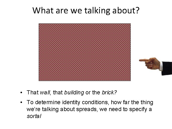 What are we talking about? • That wall, that building or the brick? •