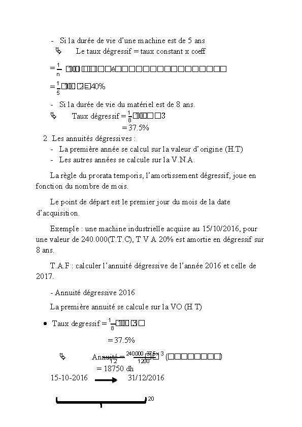 - Si la durée de vie d’une machine est de 5 ans Le taux