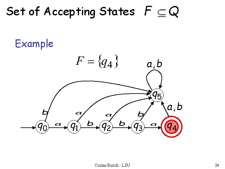Set of Accepting States Example Costas Busch - LSU 34 