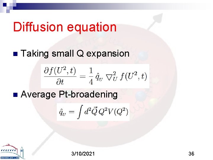 Diffusion equation n Taking small Q expansion n Average Pt-broadening 3/10/2021 36 