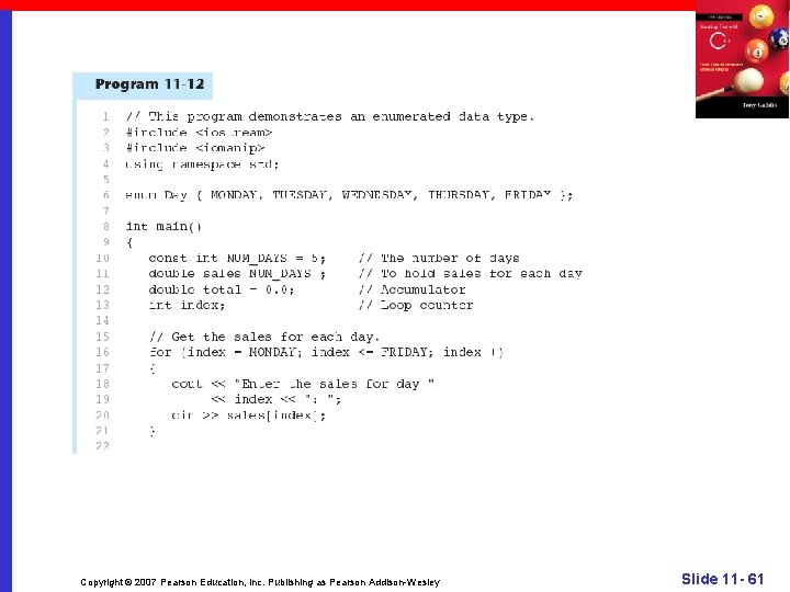 Copyright © 2007 Pearson Education, Inc. Publishing as Pearson Addison-Wesley Slide 11 - 61