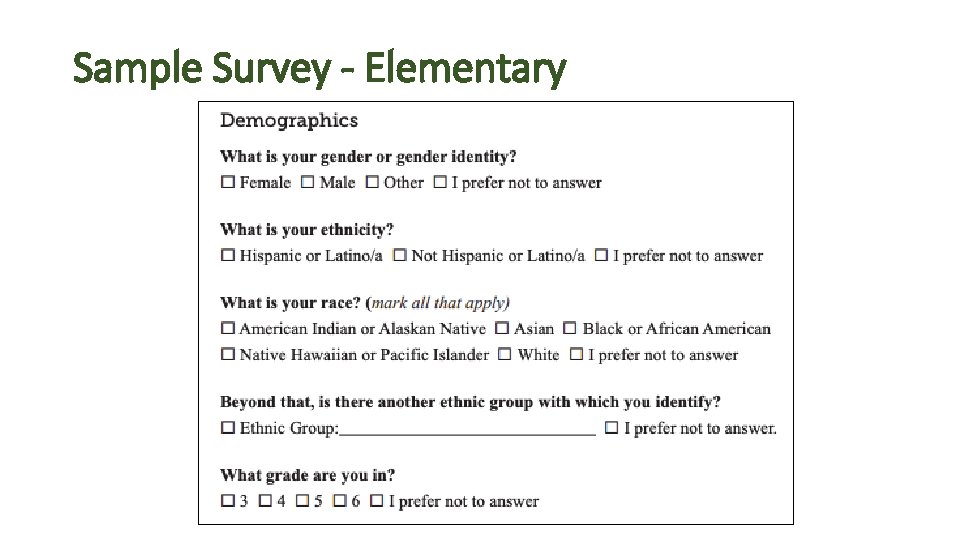 Sample Survey - Elementary 