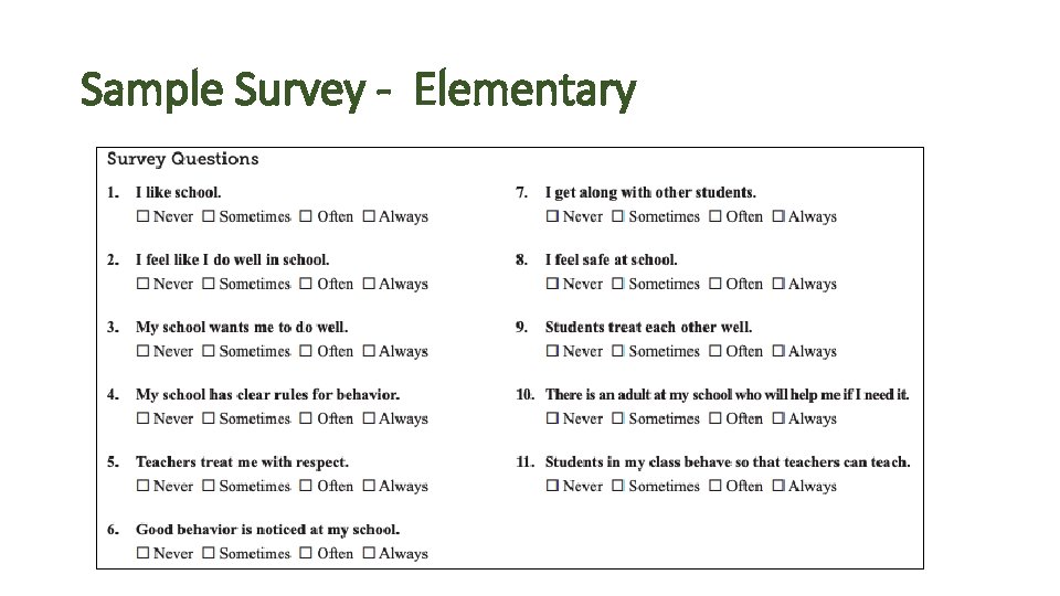 Sample Survey - Elementary 