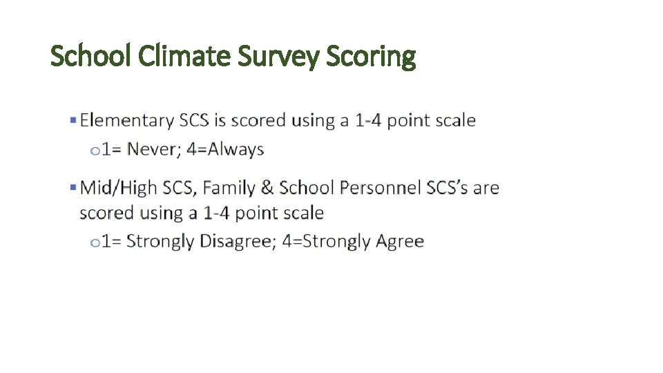 School Climate Survey Scoring 