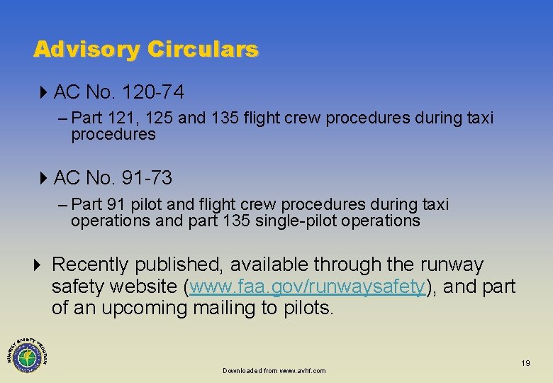 Advisory Circulars 4 AC No. 120 -74 – Part 121, 125 and 135 flight