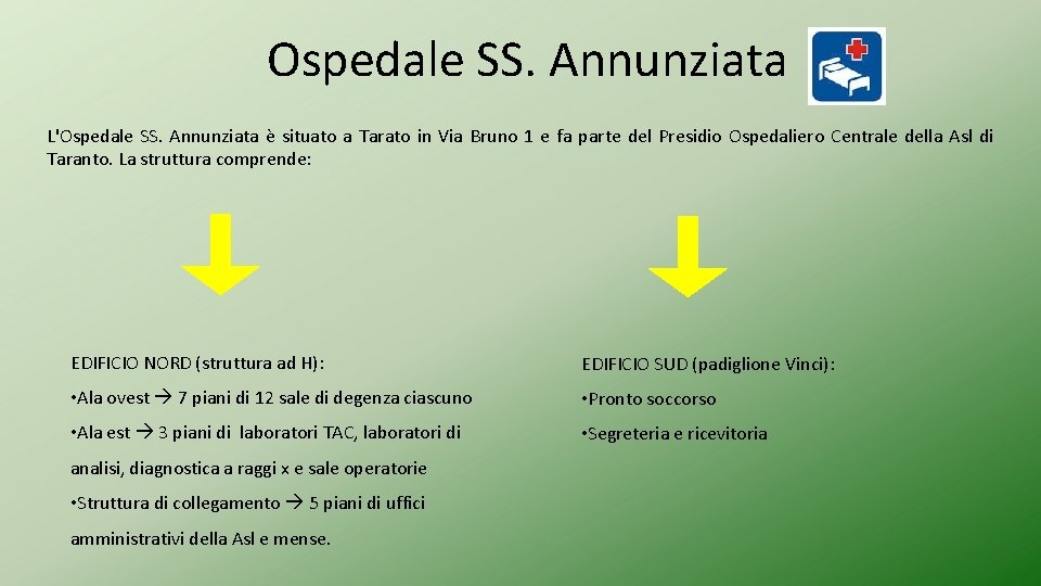 Ospedale SS. Annunziata L'Ospedale SS. Annunziata è situato a Tarato in Via Bruno 1