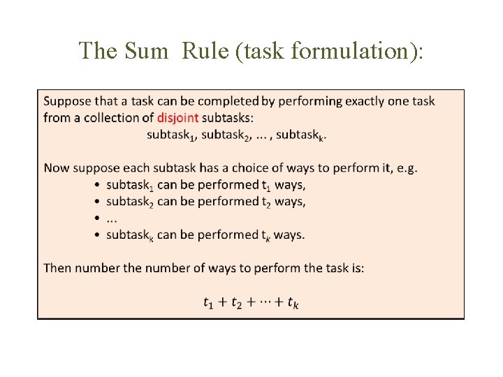 The Sum Rule (task formulation): 