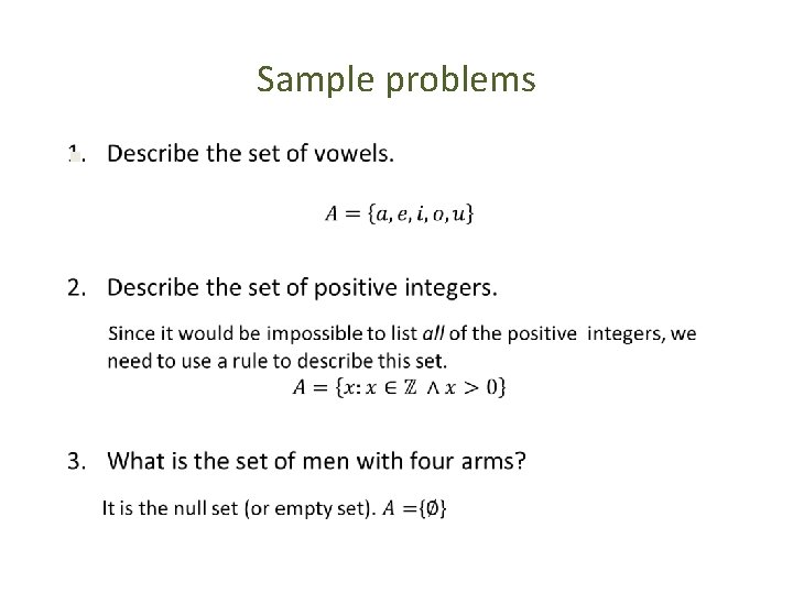 Sample problems § 