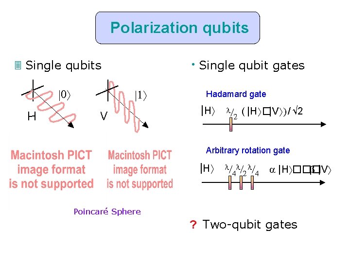 Polarization qubits 3 • Single qubit gates 3 Single qubits |0 H |1 V