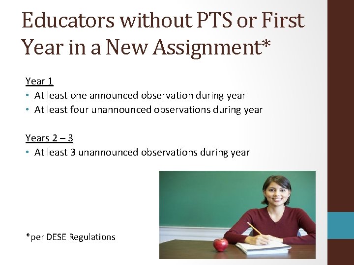 Educators without PTS or First Year in a New Assignment* Year 1 • At