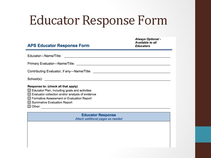 Educator Response Form 