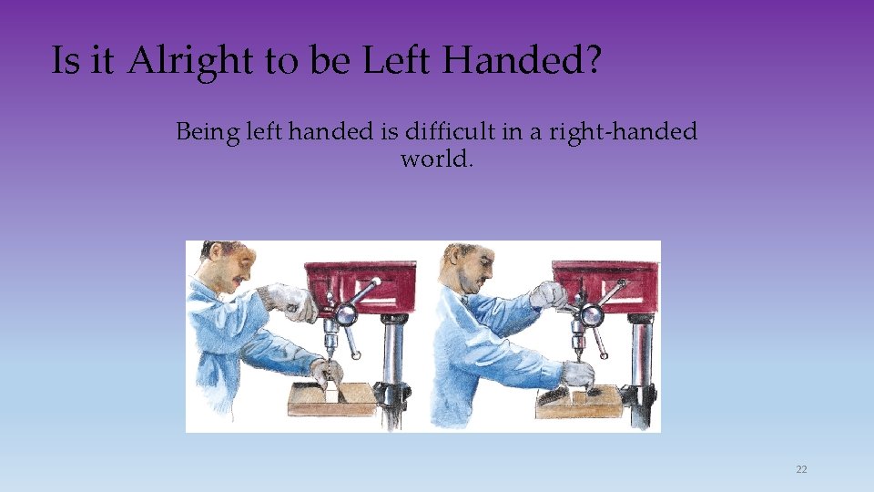 Is it Alright to be Left Handed? Being left handed is difficult in a