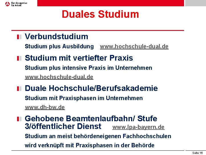 Duales Studium Verbundstudium Studium plus Ausbildung www. hochschule-dual. de Studium mit vertiefter Praxis Studium