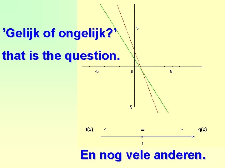 ’Gelijk of ongelijk? ’ that is the question. En nog vele anderen. 