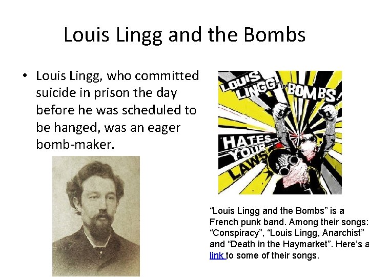 Louis Lingg and the Bombs • Louis Lingg, who committed suicide in prison the