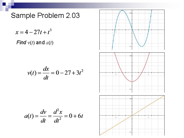 Sample Problem 2. 03 Find v(t) and a(t) Copyright © by Holt, Rinehart and