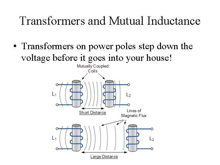 Transformers and Mutual Inductance • Transformers on power poles step down the voltage before