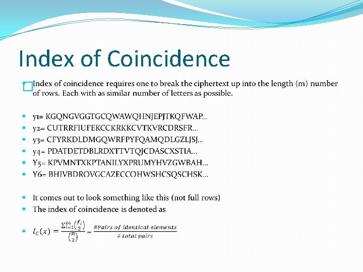 Index of Coincidence � 