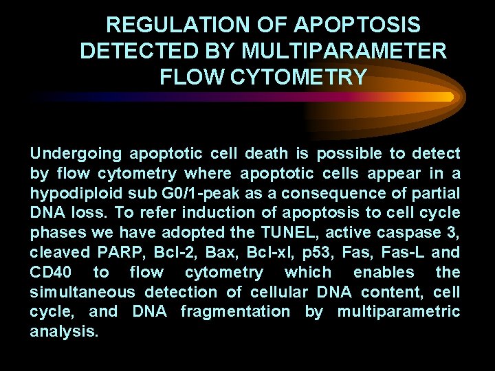REGULATION OF APOPTOSIS DETECTED BY MULTIPARAMETER FLOW CYTOMETRY Undergoing apoptotic cell death is possible