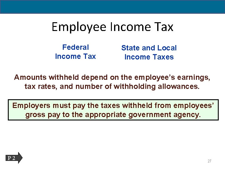 11 - 27 Employee Income Tax Federal Income Tax State and Local Income Taxes
