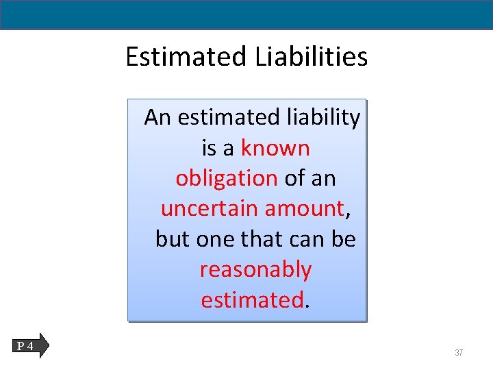 11 - 37 Estimated Liabilities An estimated liability is a known obligation of an