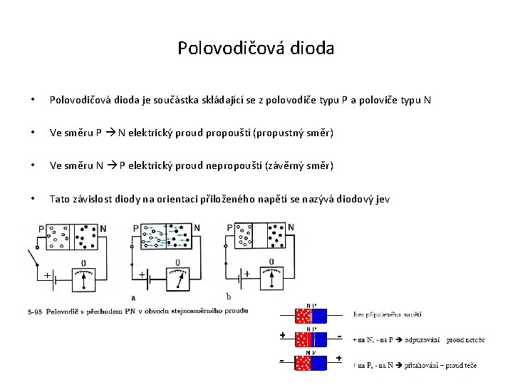 Polovodičová dioda • Polovodičová dioda je součástka skládající se z polovodiče typu P a