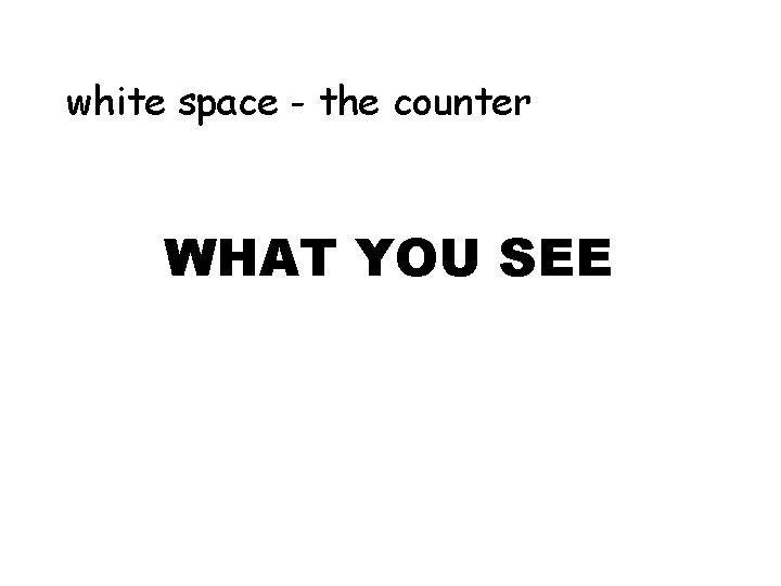 white space - the counter WHAT YOU SEE 