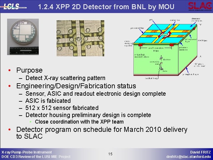 1. 2. 4 XPP 2 D Detector from BNL by MOU • Purpose –