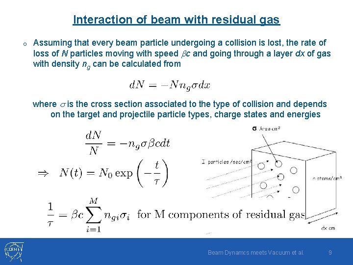 Interaction of beam with residual gas o Assuming that every beam particle undergoing a