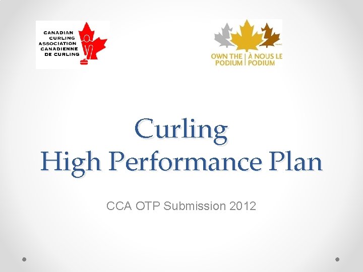 Curling High Performance Plan CCA OTP Submission 2012 