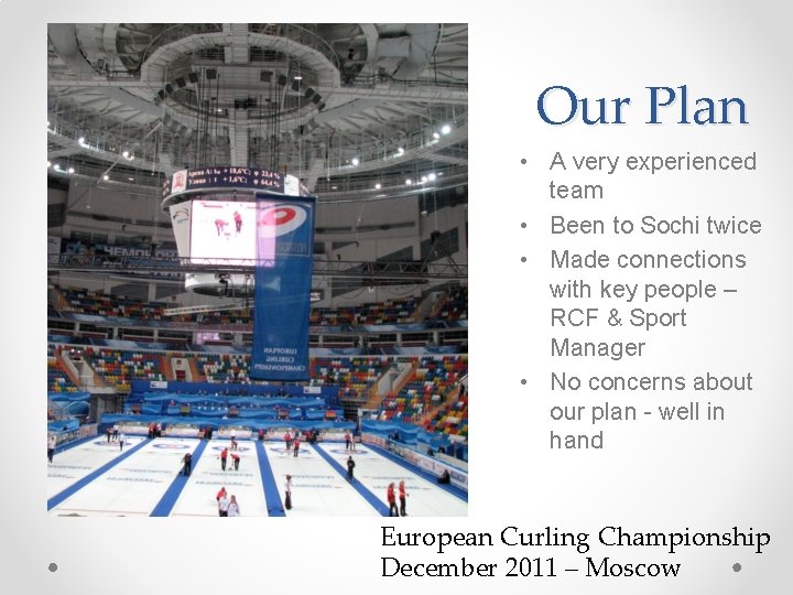Our Plan • A very experienced team • Been to Sochi twice • Made