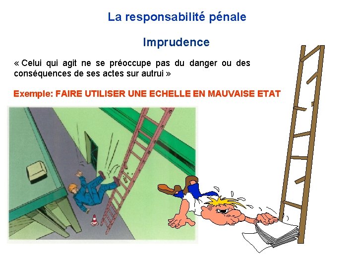 La responsabilité pénale Imprudence « Celui qui agit ne se préoccupe pas du danger La responsabilité pénale Imprudence « Celui qui agit ne se préoccupe pas du danger