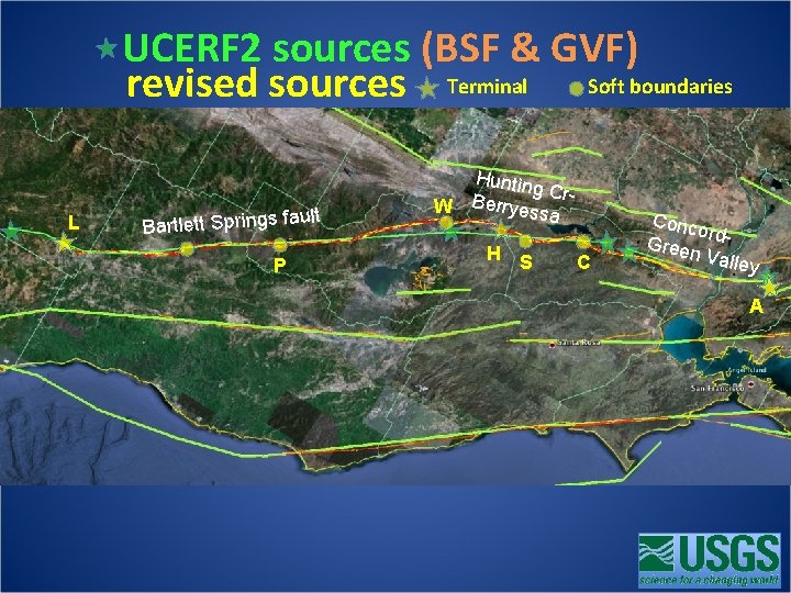 UCERF 2 sources (BSF & GVF) revised sources Terminal Soft boundaries L ult Bartlett